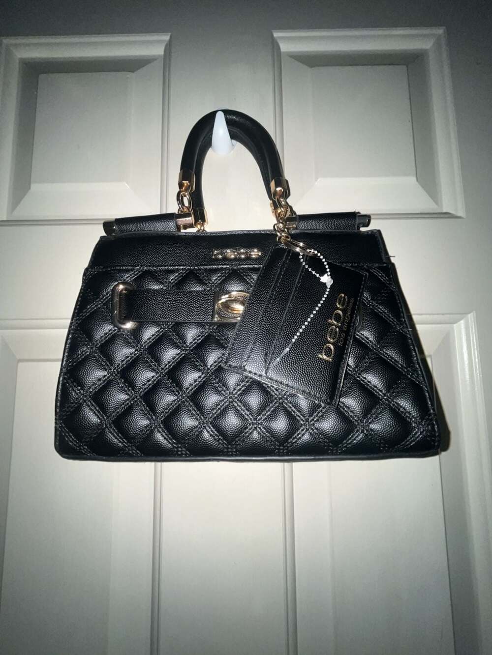Bebe Alex Quilted Small Satchel Bag with Card Holder